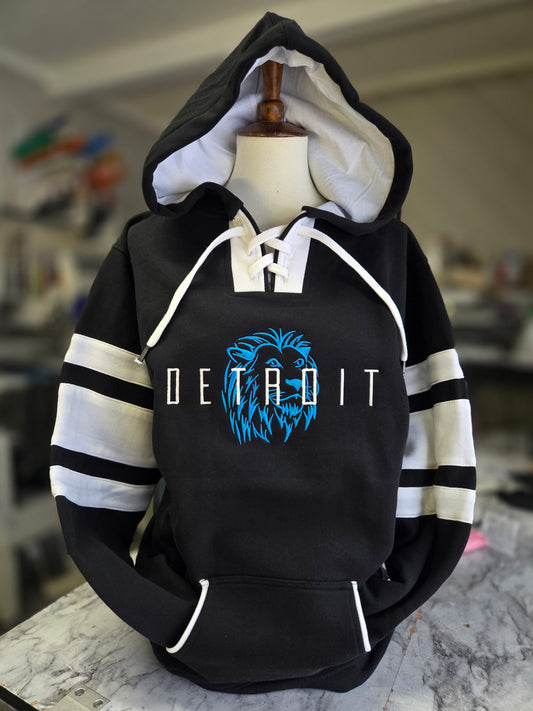 Detroit Football Lace-Up Hoodie Black